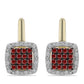 Cercei din Argint 925 Placat cu Aur ( 3.65 grame ) cu Diamant Roșu și Diamant Alb 0.42 Carate
