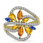 Inel din Argint 925 Placat cu Aur ( 4.04 grame ) cu Safir Rosebery Curcubeu și Topaz Alb 2.02 Carate