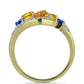 Inel din Argint 925 Placat cu Aur ( 4.04 grame ) cu Safir Rosebery Curcubeu și Topaz Alb 2.02 Carate