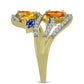 Inel din Argint 925 Placat cu Aur ( 4.04 grame ) cu Safir Rosebery Curcubeu și Topaz Alb 2.02 Carate