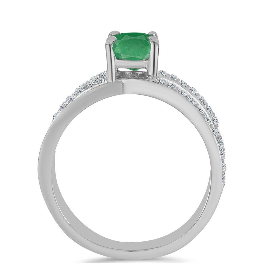 Inel din Argint 925 ( 4.58 grame ) cu Smarald Brazilian și Topaz Alb 1.7 Carate