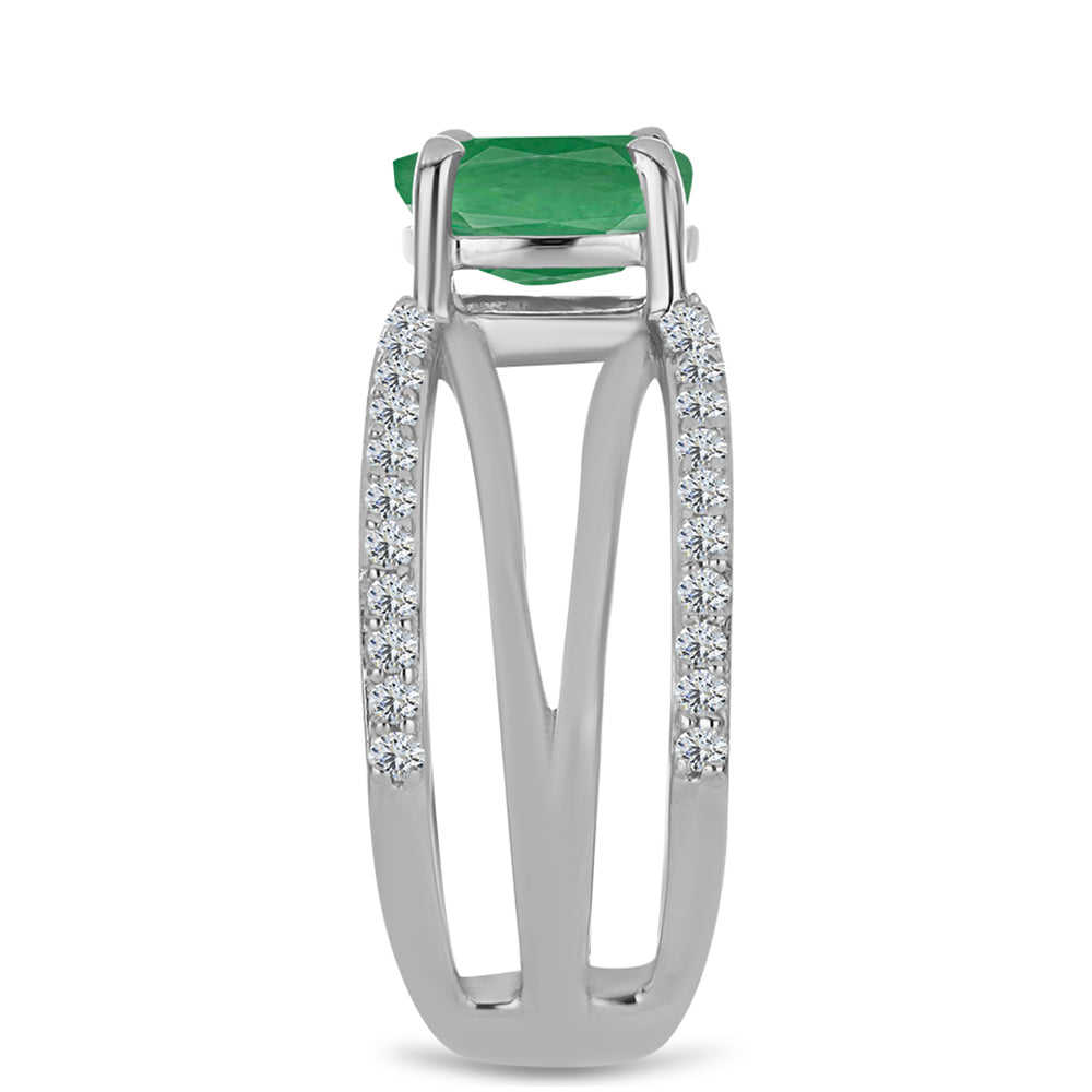 Inel din Argint 925 ( 4.58 grame ) cu Smarald Brazilian și Topaz Alb 1.7 Carate 4 