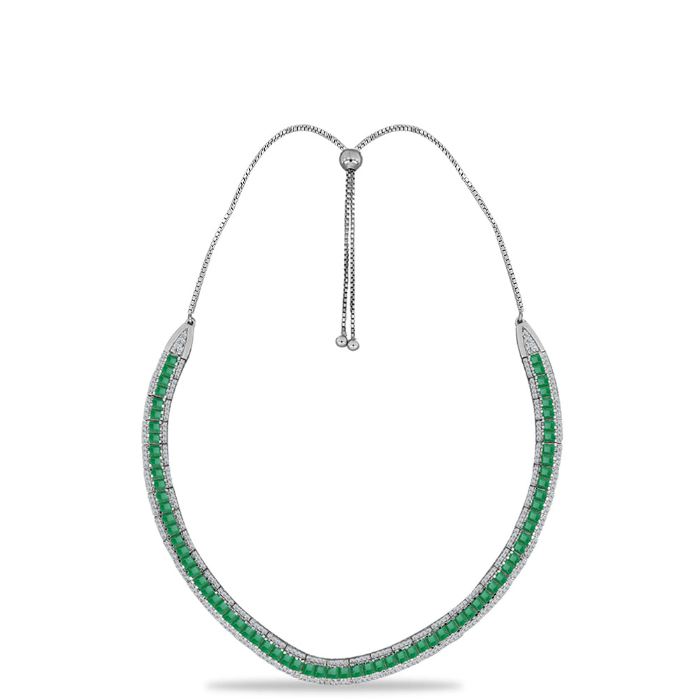 Colier din Argint 925 ( 18.62 grame ) cu Smarald Brazilian și Topaz Alb 13.84 Carate 1 