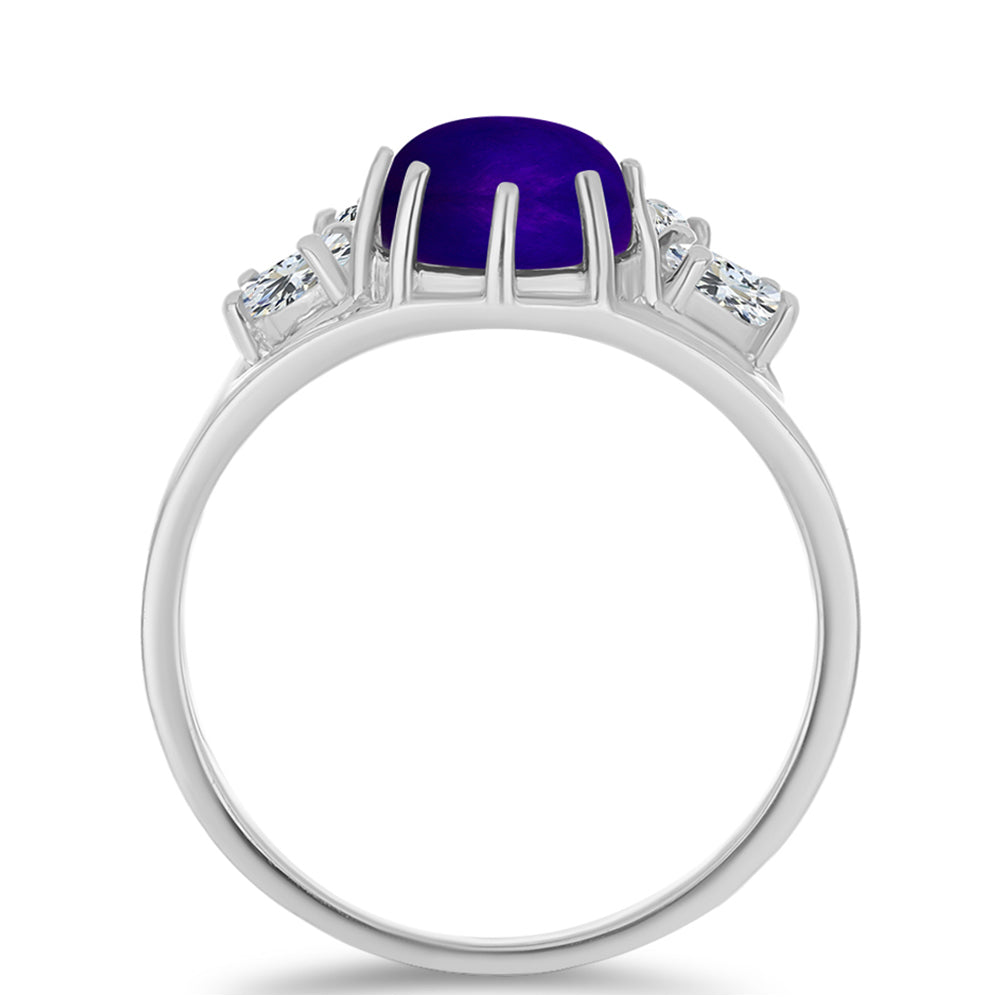 Inel din Argint 925 ( 3.02 grame ) cu Jad Violet și Topaz Alb 2.88 Carate 2 