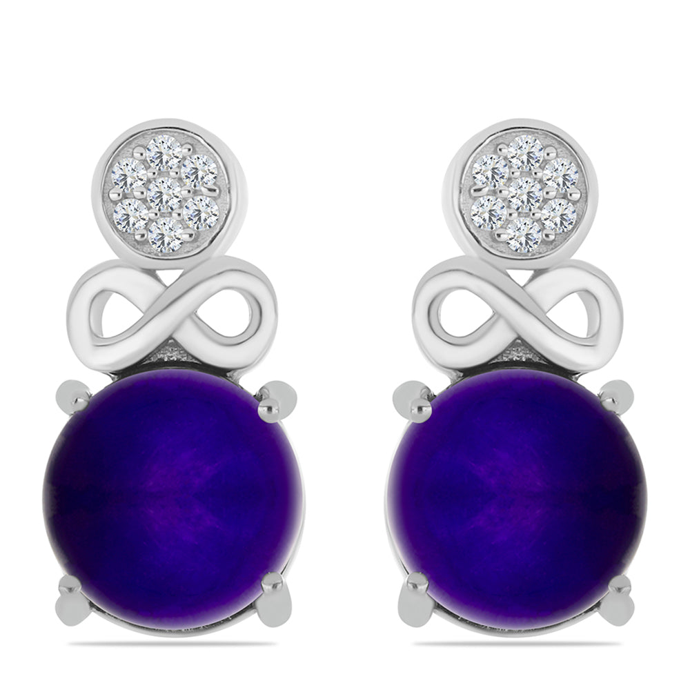 Cercei din Argint 925 ( 4.21 grame ) cu Jad Violet și Topaz Alb 5.97 Carate
