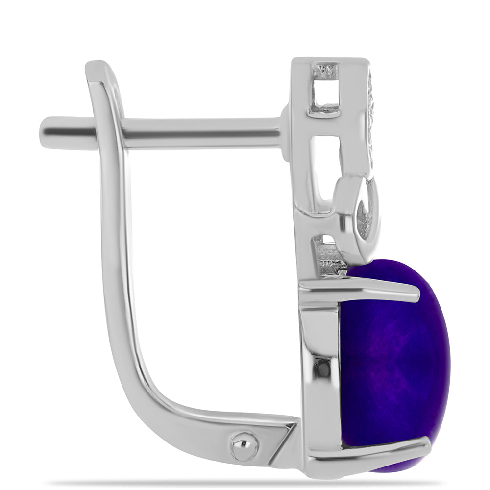 Cercei din Argint 925 ( 4.21 grame ) cu Jad Violet și Topaz Alb 5.97 Carate 2 
