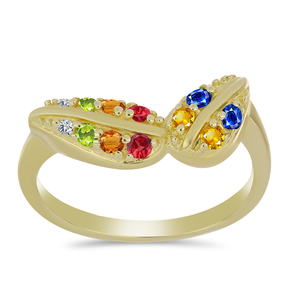 Inel din Argint 925 Placat cu Aur ( 2.61 grame ) cu Safir Rosebery Curcubeu și Topaz Alb 0.42 Carate 3 