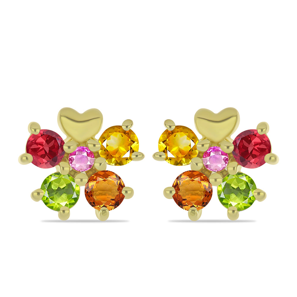 Cercei din Argint 925 Placat cu Aur ( 1.95 grame ) cu Safir Rosebery Curcubeu 1.29 Carate