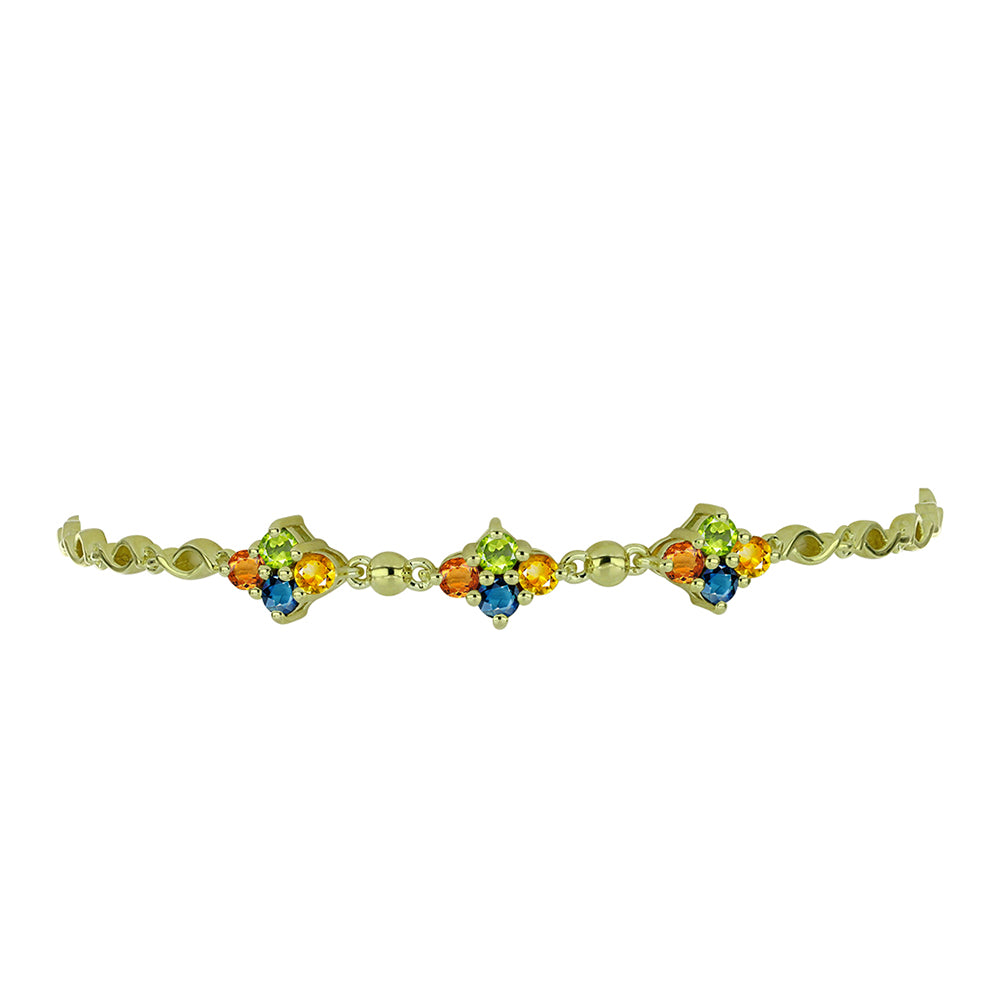 Brățară din Argint 925 Placat cu Aur ( 6.14 grame ) cu Safir Rosebery Curcubeu 1.81 Carate 2 