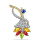 Broşă din Argint 925 Placat cu Aur ( 3.17 grame ) cu Safir Rosebery Curcubeu și Topaz Alb 2.12 Carate