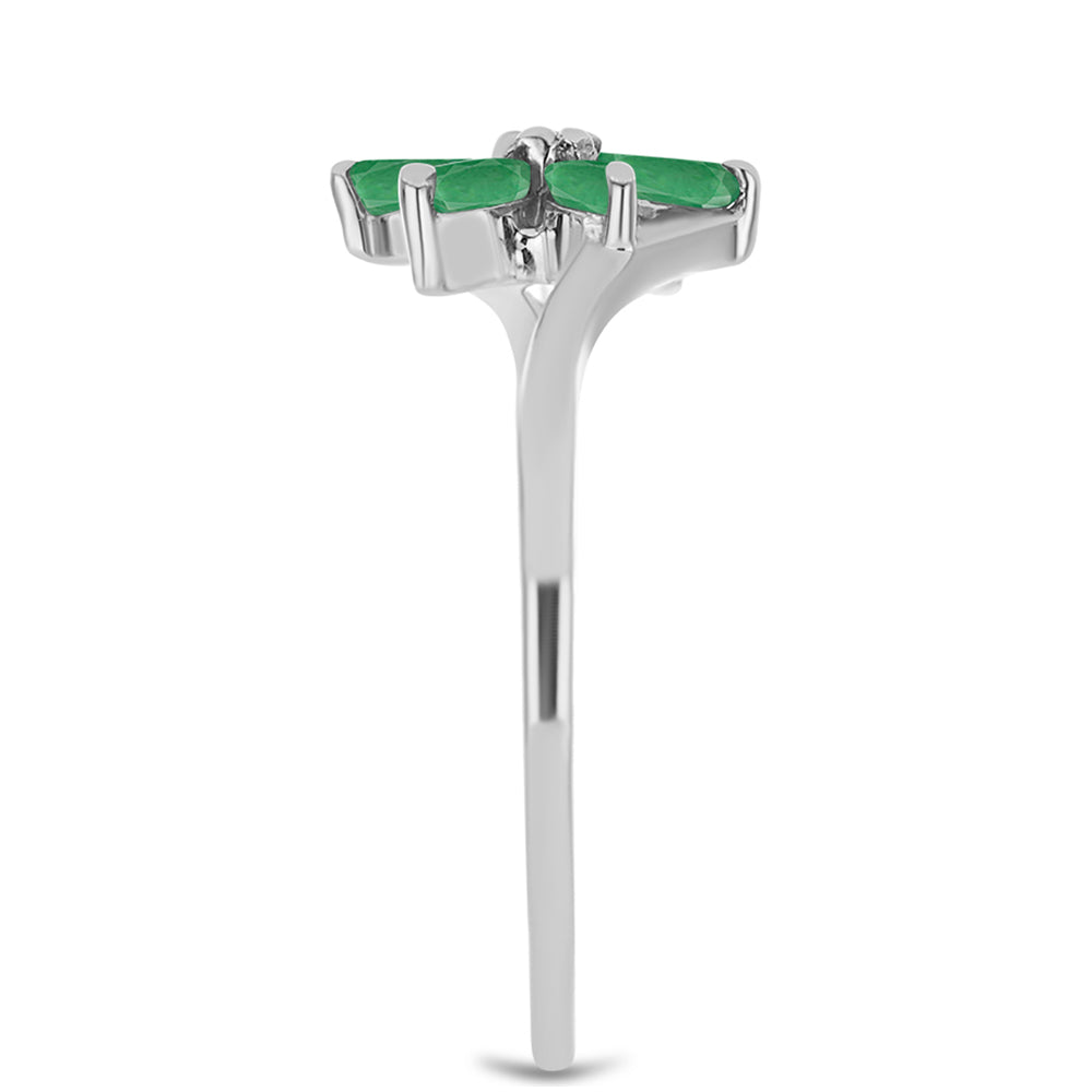 Inel din Argint 925 ( 1.66 grame ) cu Smarald Brazilian și Topaz Alb 0.52 Carate 4 