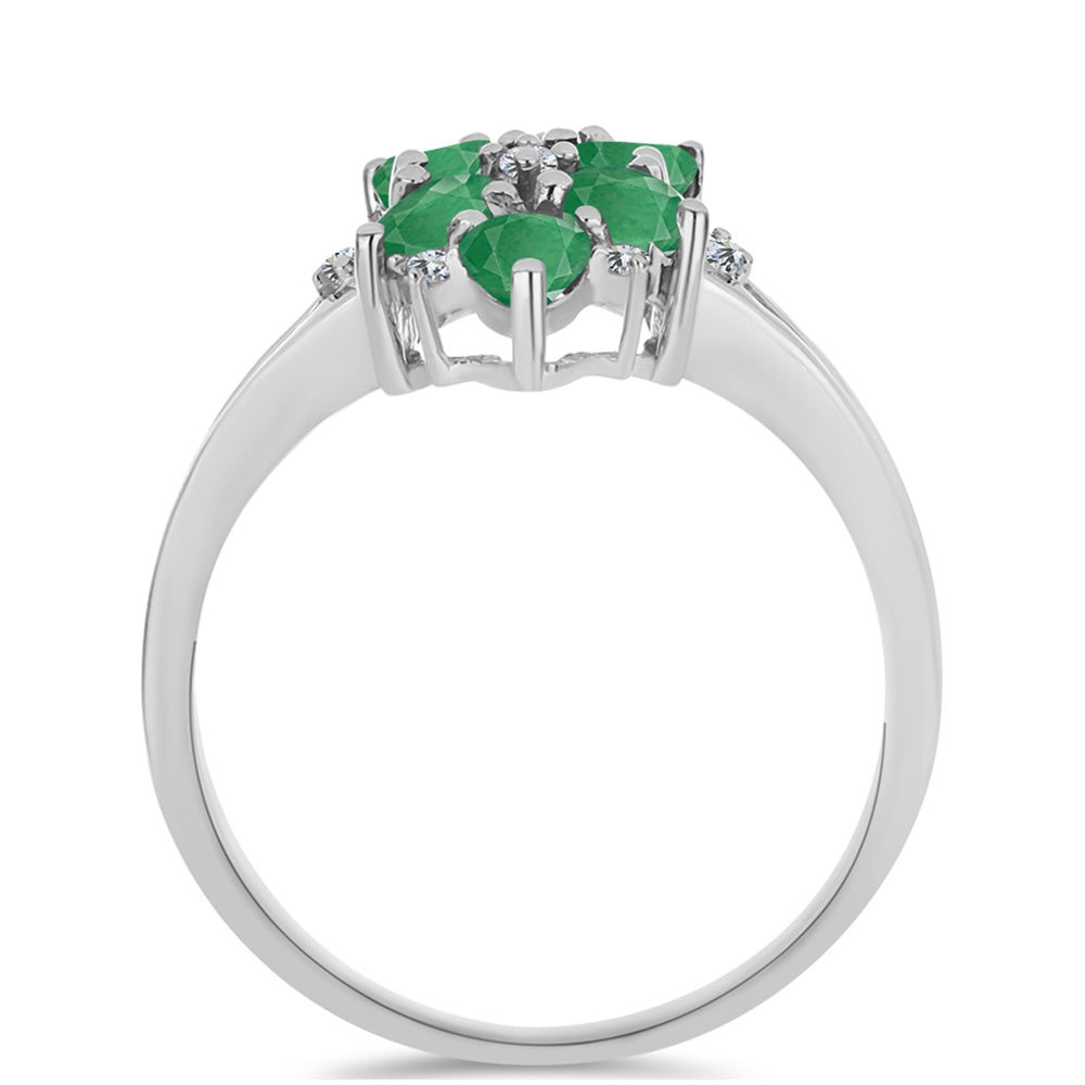 Inel din Argint 925 ( 2.1 grame ) cu Smarald Brazilian și Topaz Alb 1.21 Carate