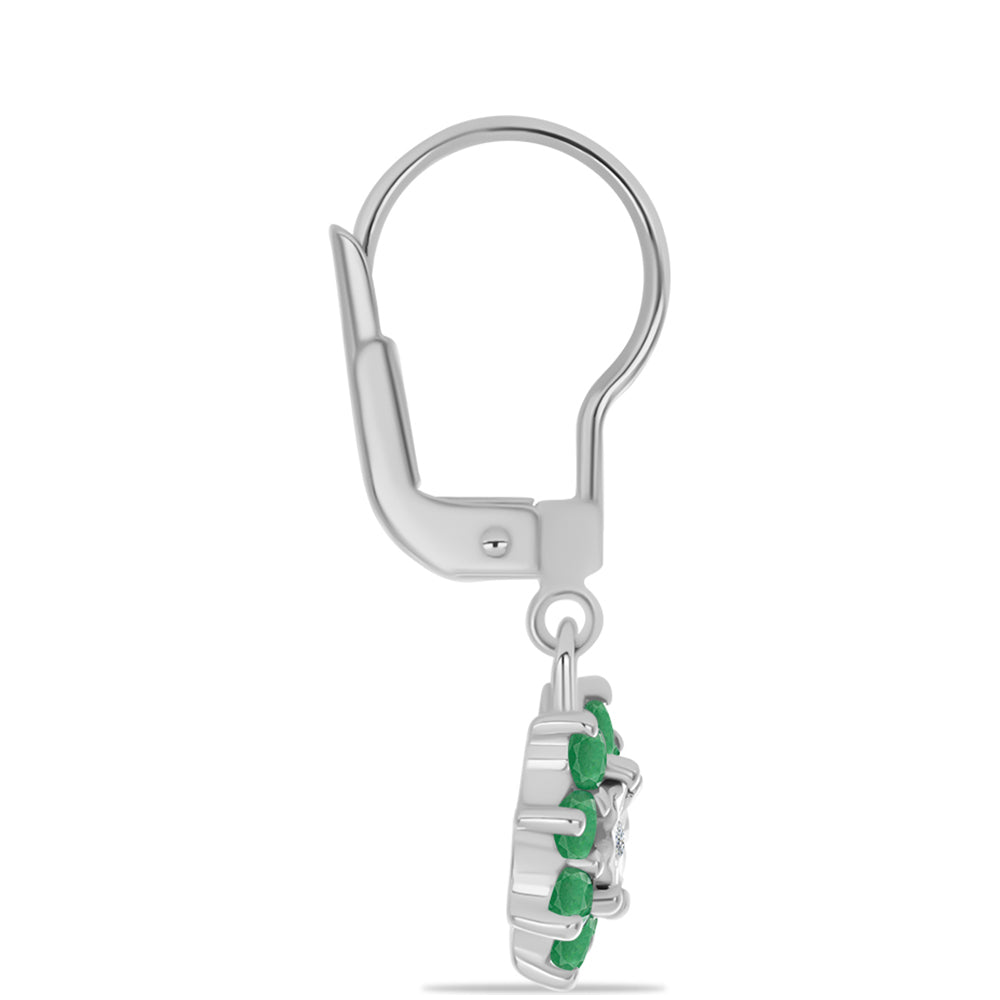 Cercei din Argint 925 ( 2.08 grame ) cu Smarald Brazilian și Topaz Alb 0.71 Carate 2 