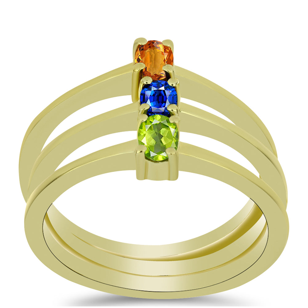 Set din Argint 925 Placat cu Aur ( 4.15 grame ) cu Safir Albastru Australian și Safir Padparadscha 0.72 Carate ( Inel ) 3 