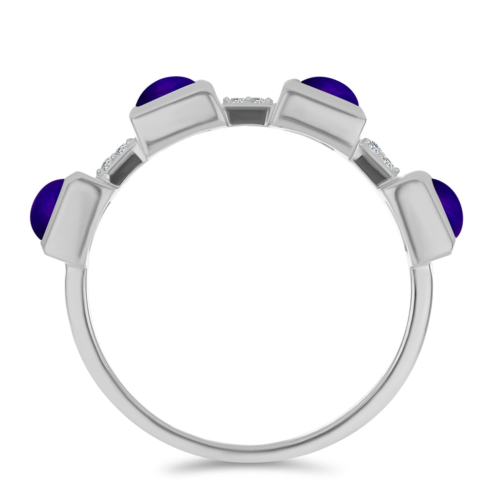 Inel din Argint 925 ( 3.31 grame ) cu Jad Violet și Topaz Alb 1.37 Carate 3 