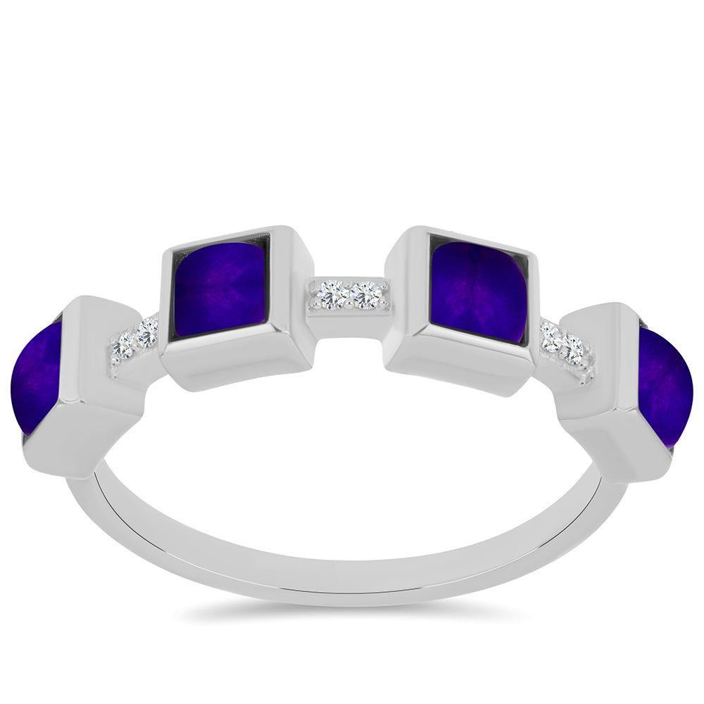 Inel din Argint 925 ( 3.31 grame ) cu Jad Violet și Topaz Alb 1.37 Carate 1 