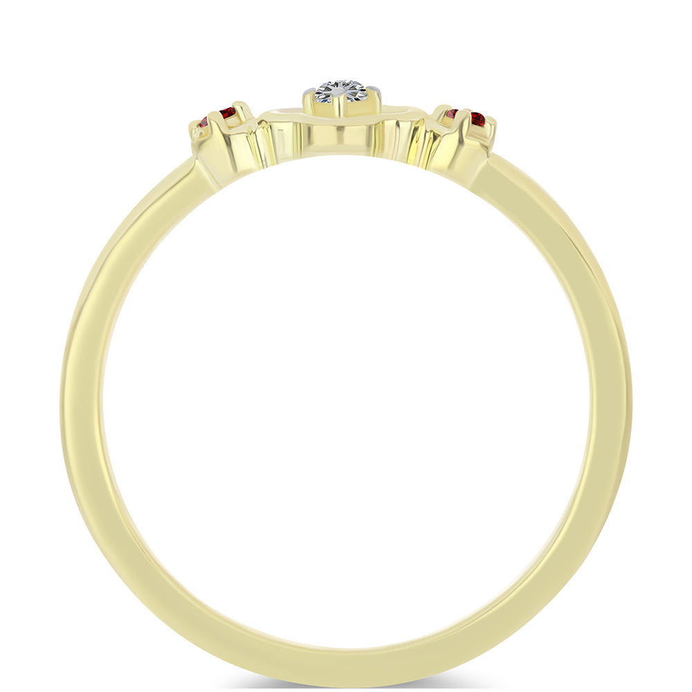 Inel din Argint 925 Placat cu Aur ( 1.6 grame ) cu Diamant Roșu și Diamant Alb 0.06 Carate