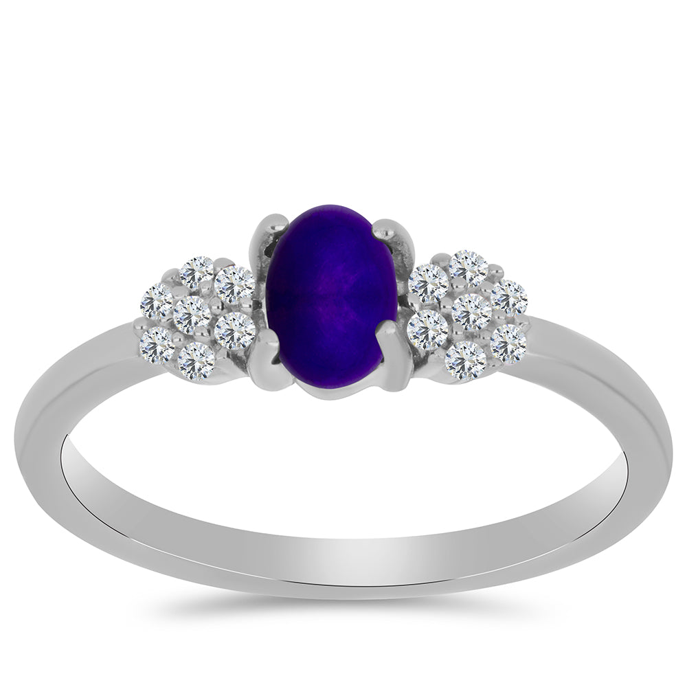 Inel din Argint 925 ( 2.12 grame ) cu Jad Violet și Topaz Alb 0.67 Carate 3 