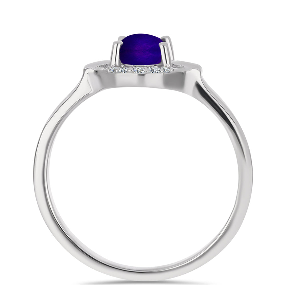 Inel din Argint 925 ( 2.37 grame ) cu Jad Violet și Topaz Alb 0.82 Carate