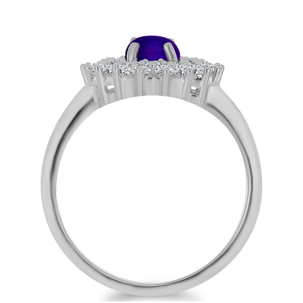 Inel din Argint 925 ( 2.93 grame ) cu Jad Violet și Topaz Alb 1.52 Carate