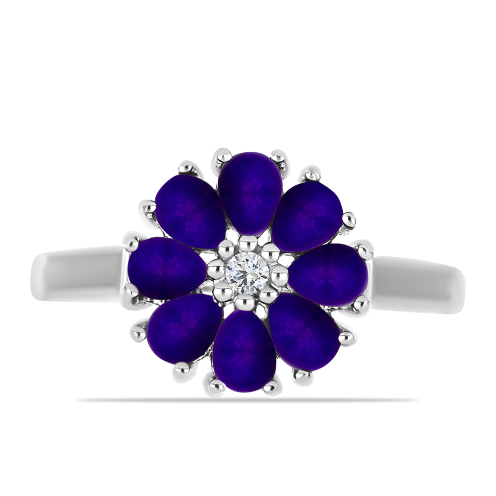 Inel din Argint 925 ( 3.46 grame ) cu Jad Violet și Topaz Alb 1.32 Carate 1 