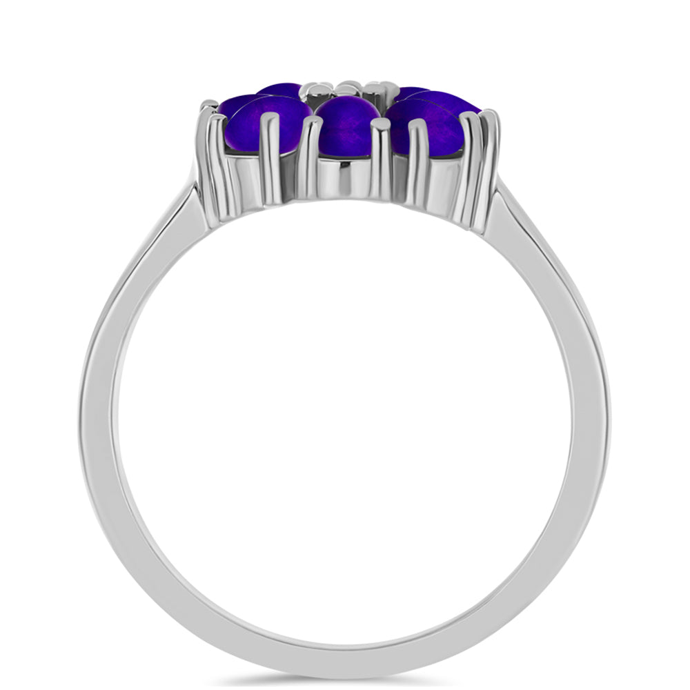 Inel din Argint 925 ( 3.46 grame ) cu Jad Violet și Topaz Alb 1.32 Carate 2 