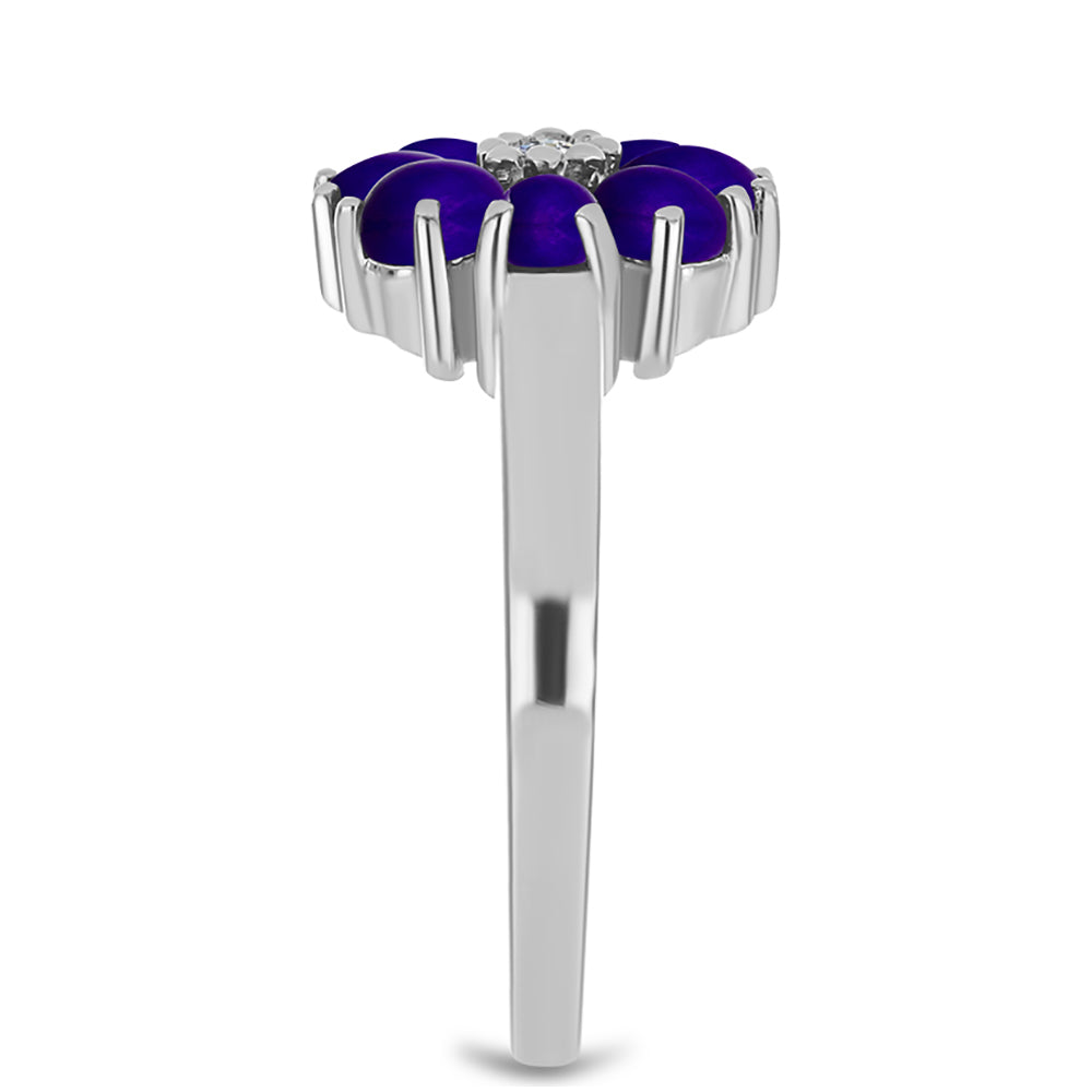 Inel din Argint 925 ( 3.46 grame ) cu Jad Violet și Topaz Alb 1.32 Carate 4 