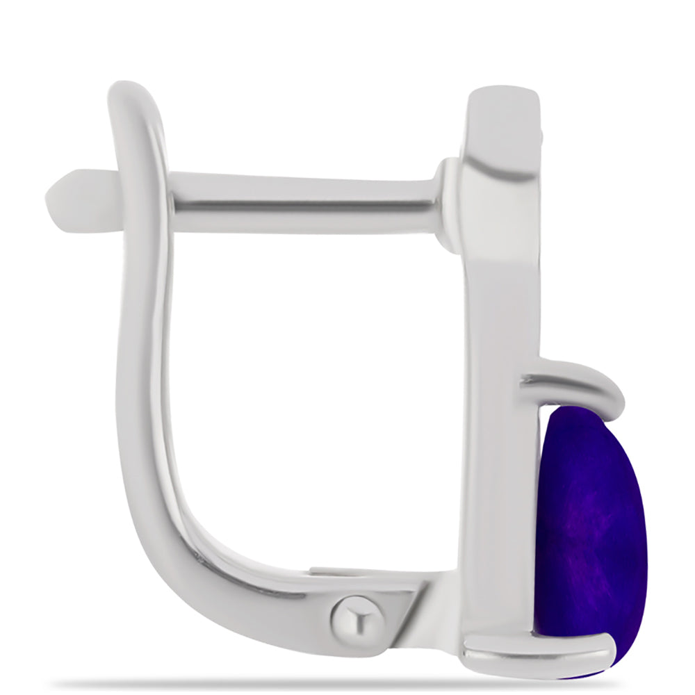 Cercei din Argint 925 ( 2.96 grame ) cu Jad Violet și Topaz Alb 1.4 Carate