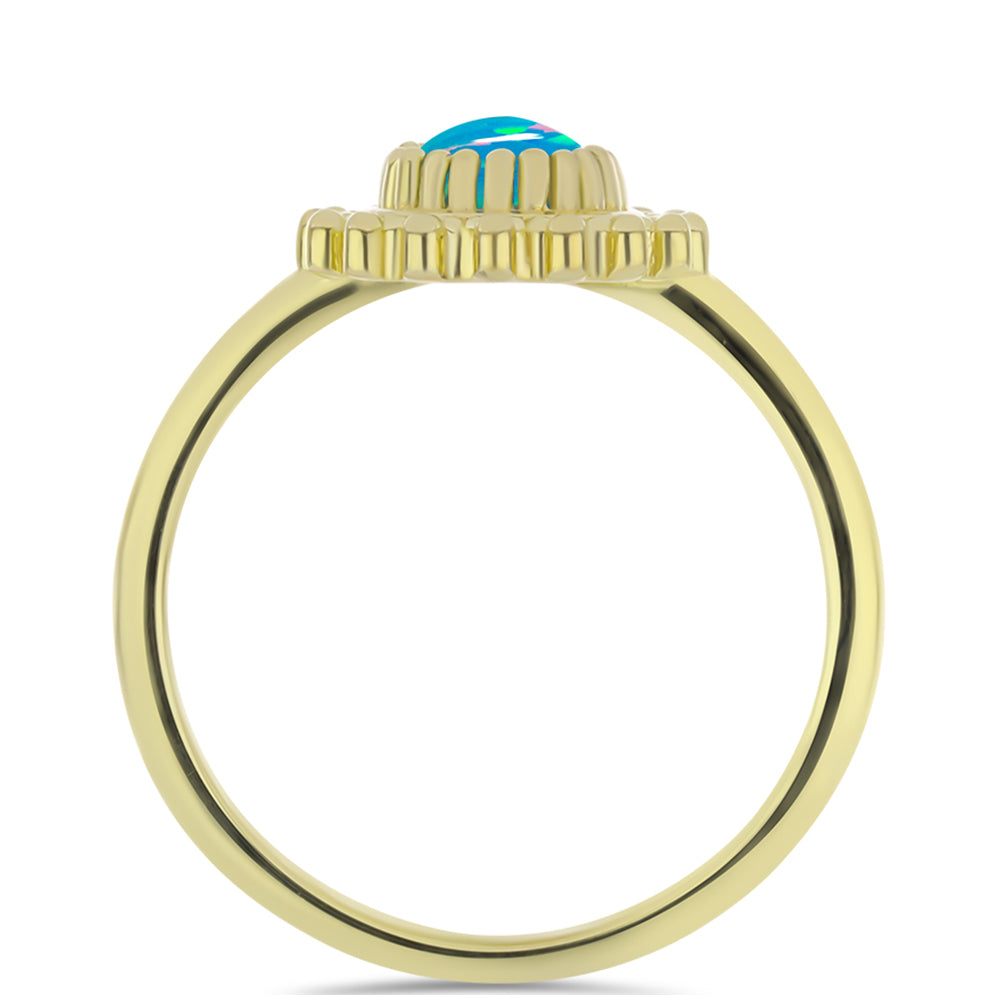 Inel din Argint 925 Placat cu Aur ( 2.41 grame ) cu Opal Albastru Etiopian Paraiba 0.3 Carate