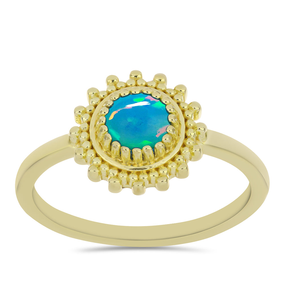 Inel din Argint 925 Placat cu Aur ( 2.41 grame ) cu Opal Albastru Etiopian Paraiba 0.3 Carate 3 