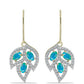Cercei din Argint 925 Placat cu Aur ( 3.15 grame ) cu Opal Albastru Etiopian Paraiba și Topaz Alb 1.5 Carate