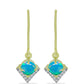 Cercei din Argint 925 Placat cu Aur ( 1.89 grame ) cu Opal Albastru Etiopian Paraiba și Topaz Alb 0.7 Carate