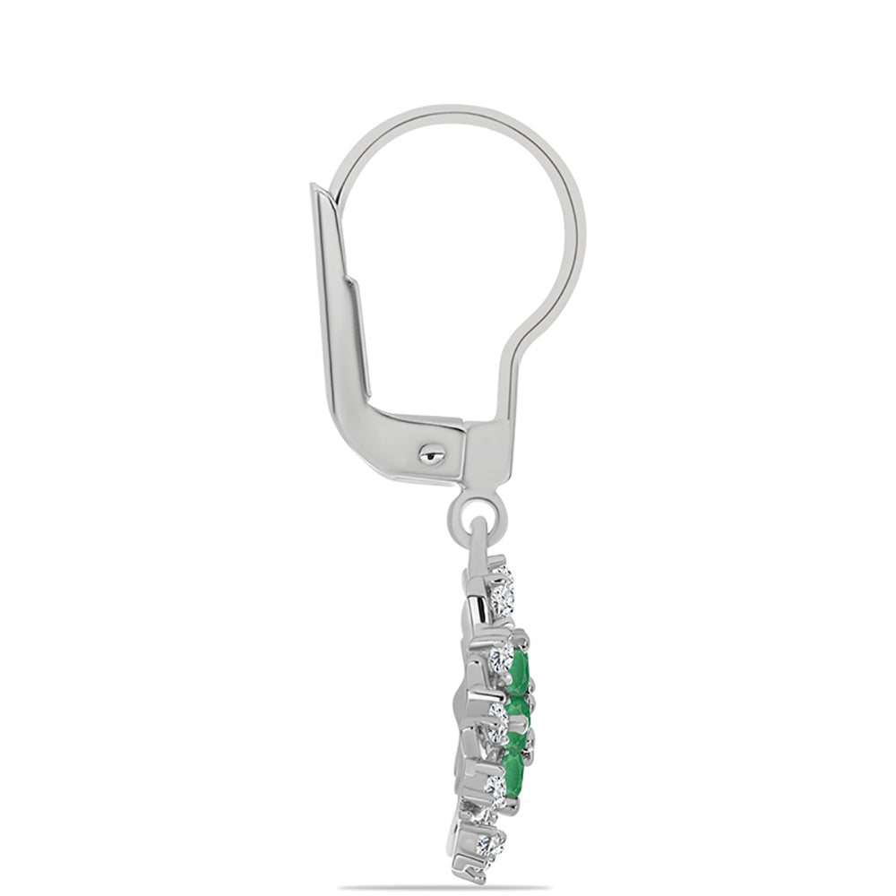 Cercei din Argint 925 ( 2.51 grame ) cu Smarald Brazilian și Topaz Alb 0.99 Carate