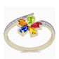 Inel din Argint 925 Placat cu Aur ( 2.76 grame ) cu Safir Rosebery Curcubeu și Topaz Alb 1.62 Carate