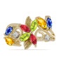 Inel din Argint 925 Placat cu Aur ( 3.56 grame ) cu Safir Rosebery Curcubeu și Topaz Alb 1.72 Carate
