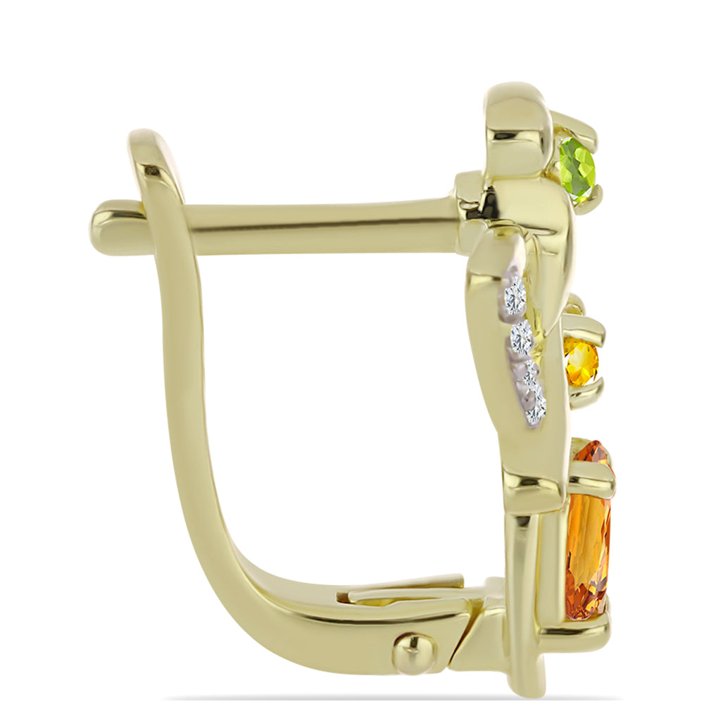 Cercei din Argint 925 Placat cu Aur ( 5.05 grame ) cu Safir Rosebery Curcubeu și Topaz Alb 1.07 Carate 2 