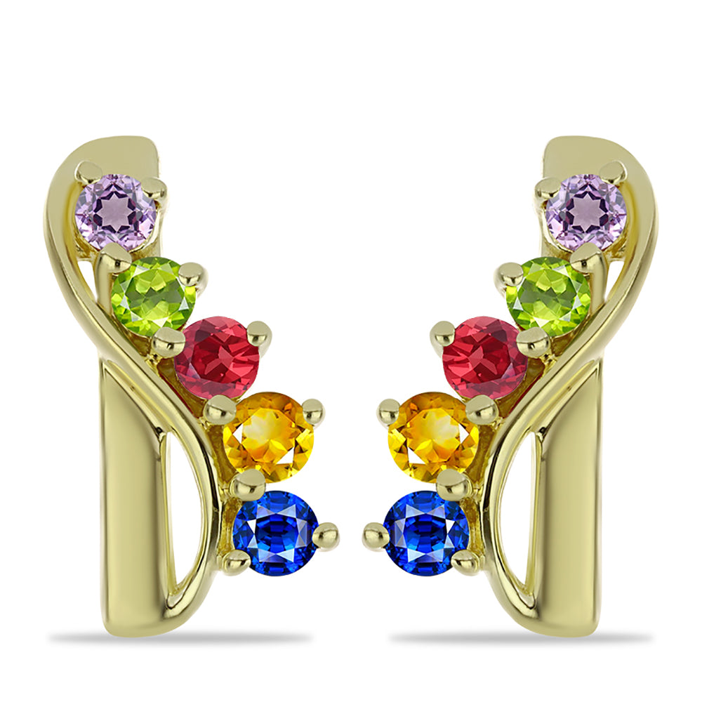 Cercei din Argint 925 Placat cu Aur ( 4.42 grame ) cu Safir Rosebery Curcubeu 1.45 Carate