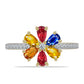 Inel din Argint 925 Placat cu Aur ( 2.39 grame ) cu Safir Rosebery Curcubeu și Topaz Alb 1.69 Carate