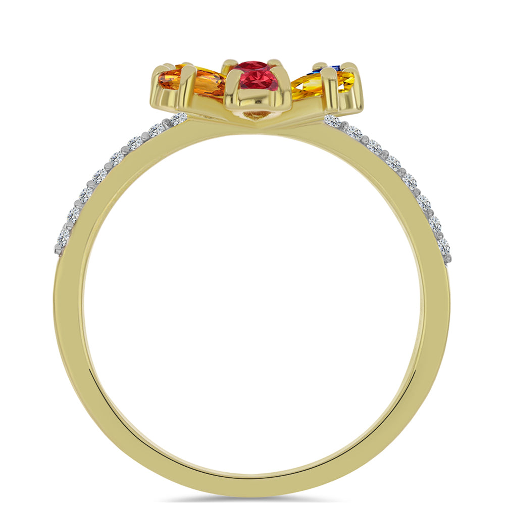 Inel din Argint 925 Placat cu Aur ( 2.39 grame ) cu Safir Rosebery Curcubeu și Topaz Alb 1.69 Carate 2 