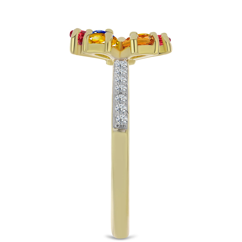 Inel din Argint 925 Placat cu Aur ( 2.39 grame ) cu Safir Rosebery Curcubeu și Topaz Alb 1.69 Carate 4 