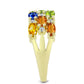 Inel din Argint 925 Placat cu Aur ( 4.32 grame ) cu Safir Rosebery Curcubeu și Topaz Alb 3.96 Carate