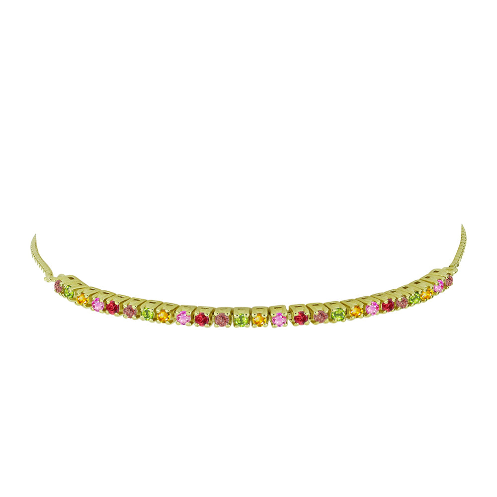 Brățară din Argint 925 Placat cu Aur ( 4.8 grame ) cu Safir Rosebery Curcubeu 1.25 Carate 2 