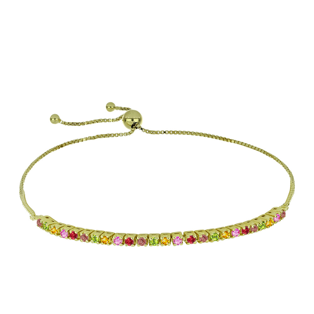 Brățară din Argint 925 Placat cu Aur ( 4.8 grame ) cu Safir Rosebery Curcubeu 1.25 Carate 1 
