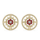 Cercei din Argint 925 Placat cu Aur ( 2.68 grame ) cu Diamant Roșu și Diamant Alb 0.2 Carate
