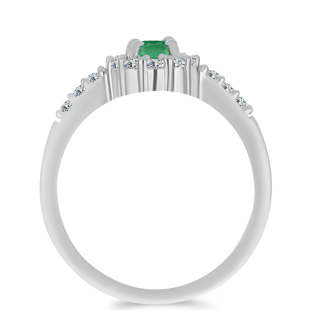 Inel din Argint 925 ( 1.92 grame ) cu Smarald Brazilian și Topaz Alb 0.78 Carate 2 