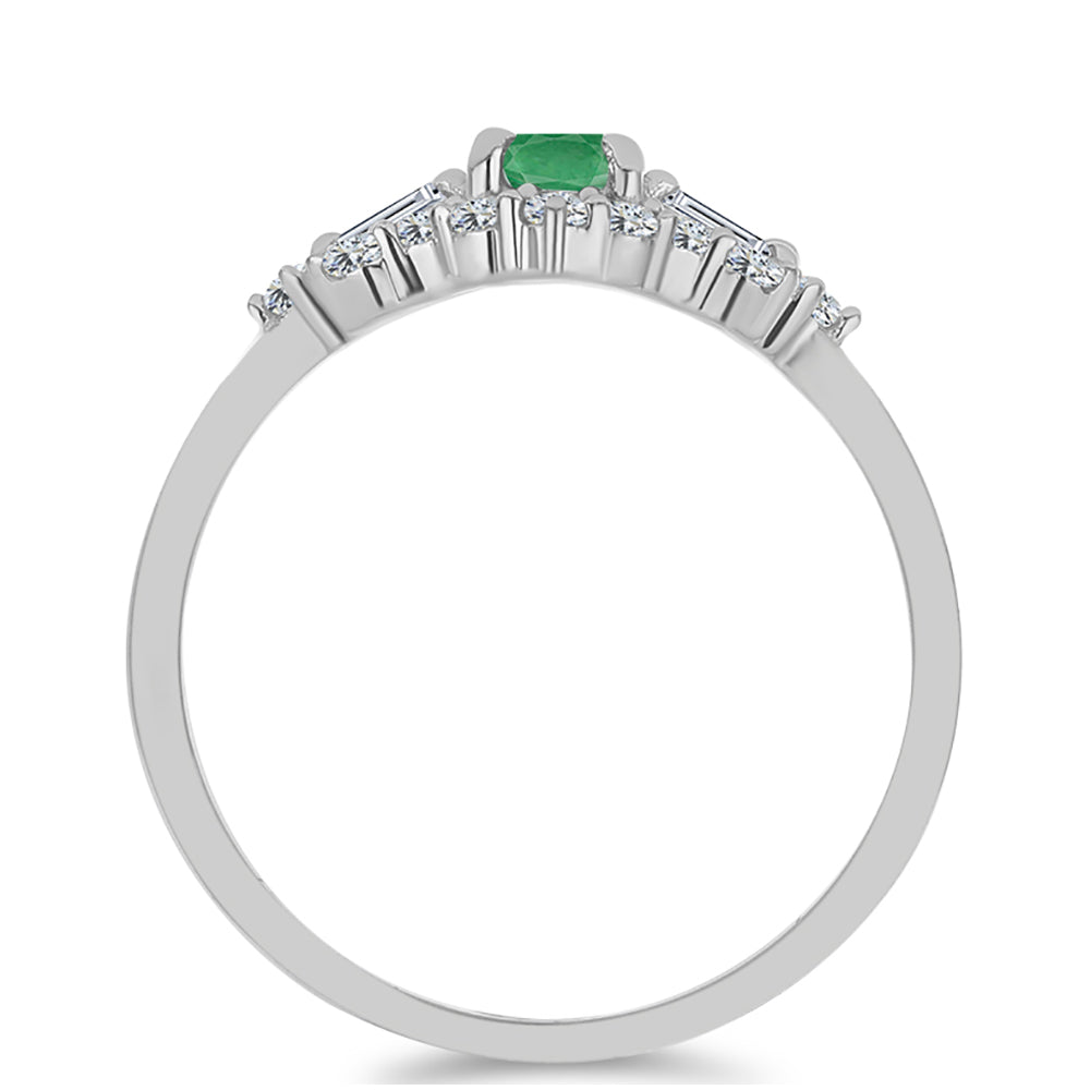 Inel din Argint 925 ( 2.49 grame ) cu Smarald Brazilian și Topaz Alb 1.16 Carate 2 