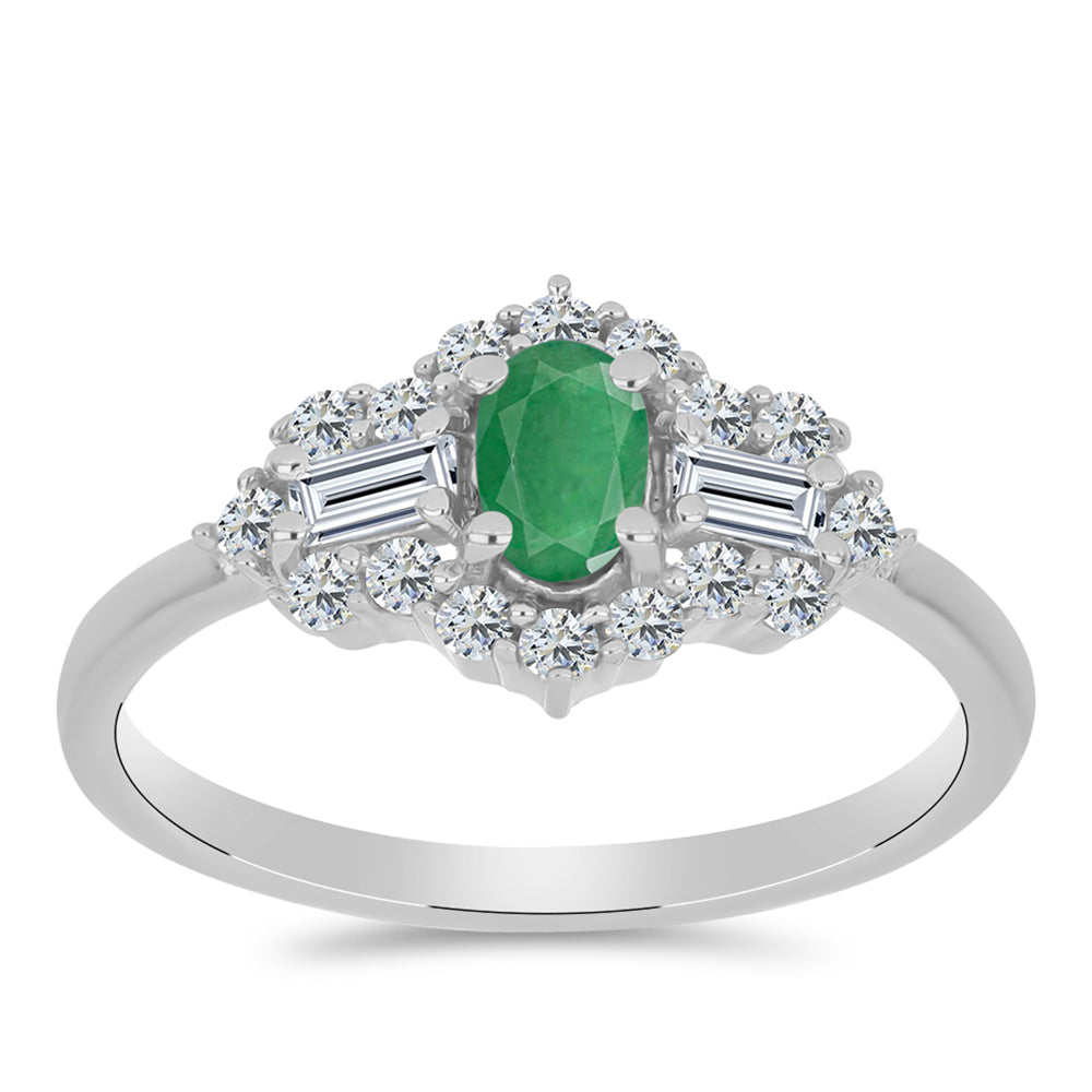 Inel din Argint 925 ( 2.49 grame ) cu Smarald Brazilian și Topaz Alb 1.16 Carate