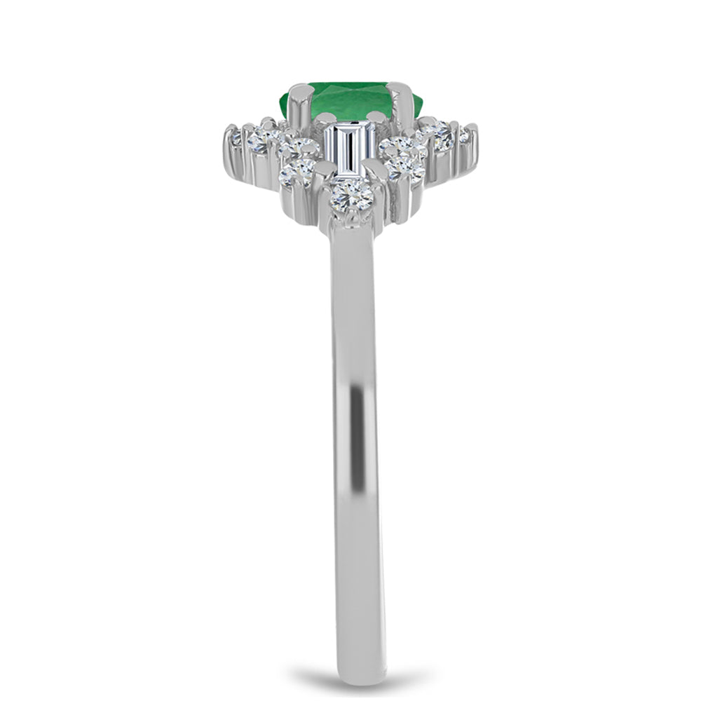 Inel din Argint 925 ( 2.49 grame ) cu Smarald Brazilian și Topaz Alb 1.16 Carate