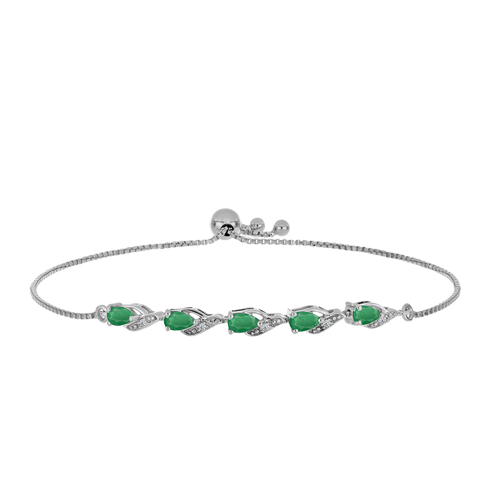 Brățară din Argint 925 ( 3.37 grame ) cu Smarald Brazilian și Topaz Alb 1.01 Carate 1 