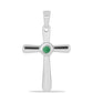 Cruce Pandantiv din Argint 925 ( 1.39 grame ) cu Smarald Brazilian 0.1 Carate